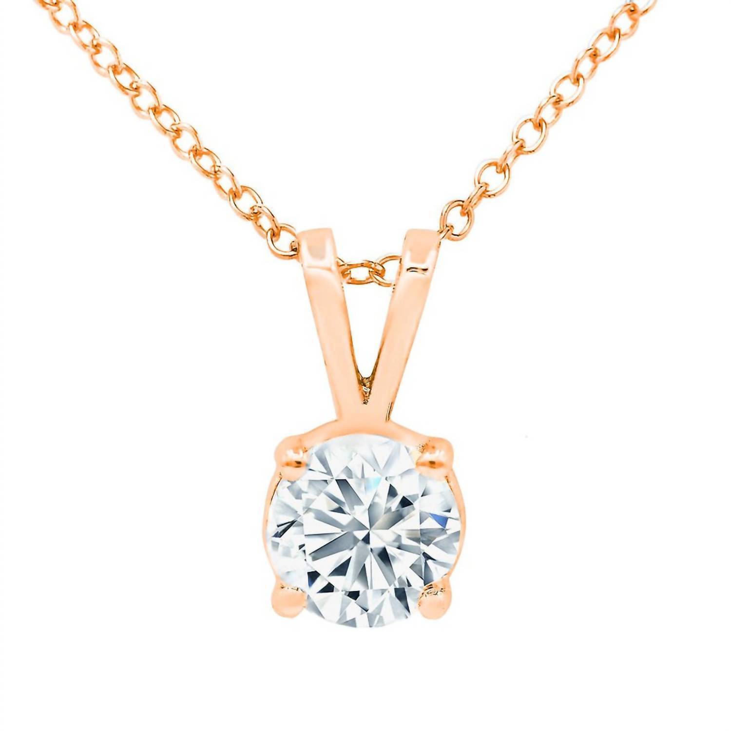 New Diana M Jewels 14kt 0.50 Cts Lab Grown Diamond Solitaire Pendant 3 Prong Nec